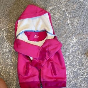 Primary Pink hooded fleece size 6-7